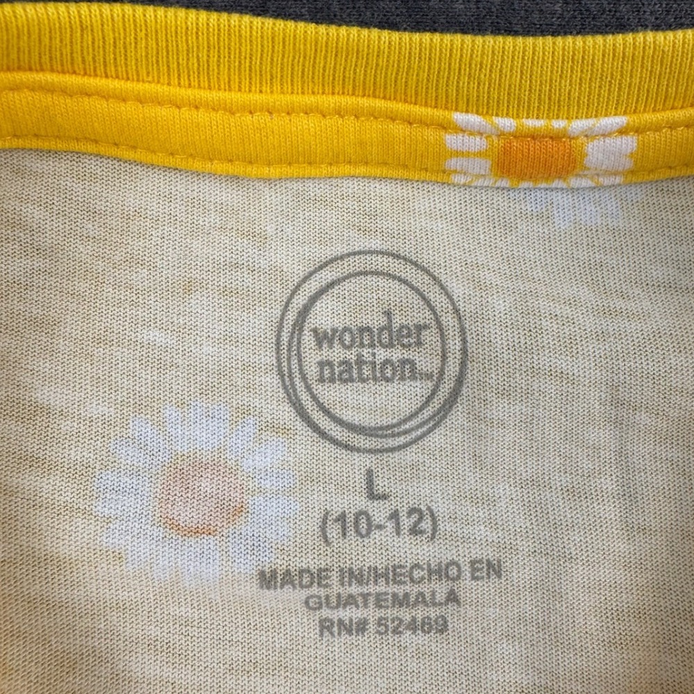 Wonder Nation Girls L(10-12) Yellow Daisy Tee & Pink Heart Dress 2-Piece Outfit - Picture 3 of 10